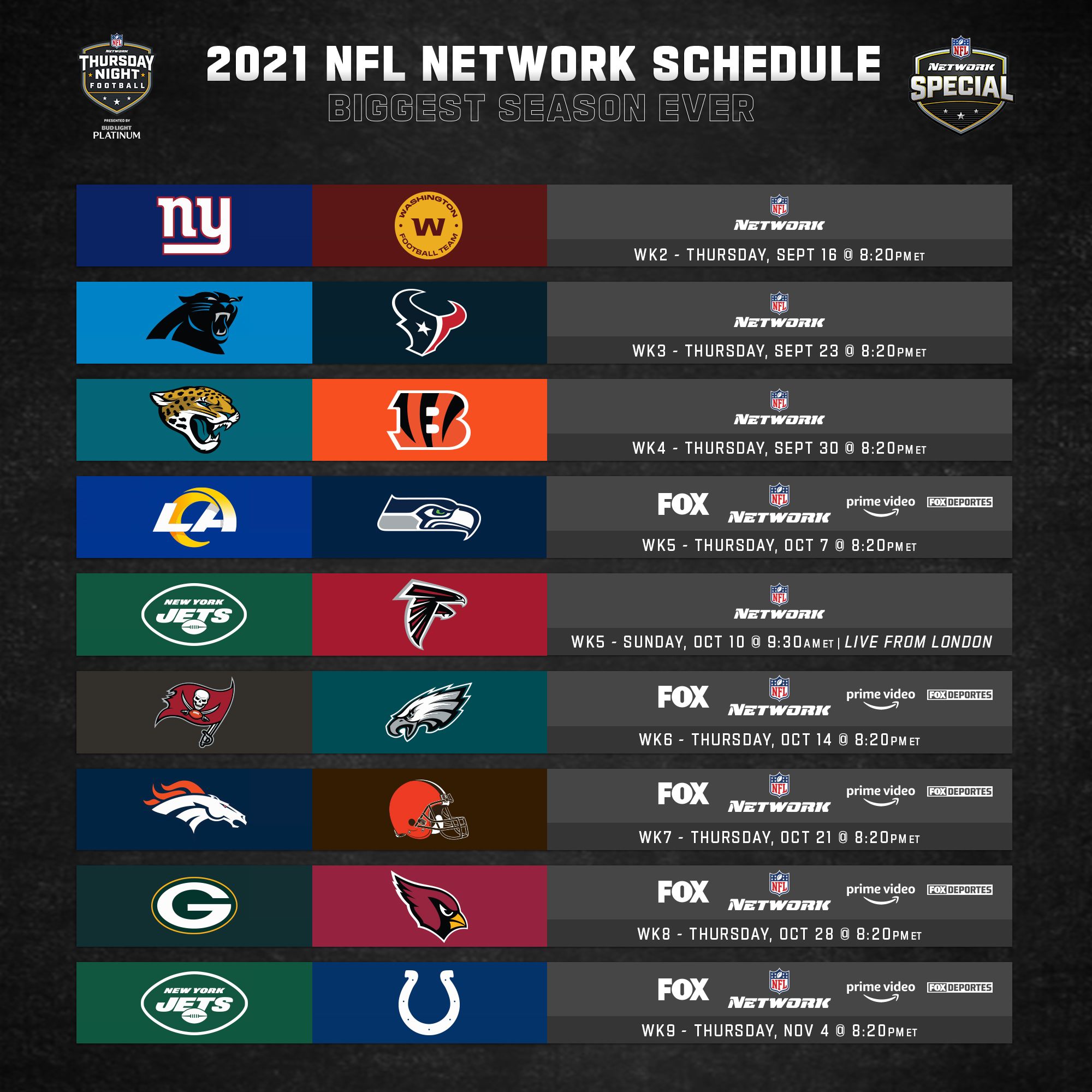 NFL on X: The biggest Sunday Night Football schedule ever! @SNFonNBC (by  @essilorusa) 