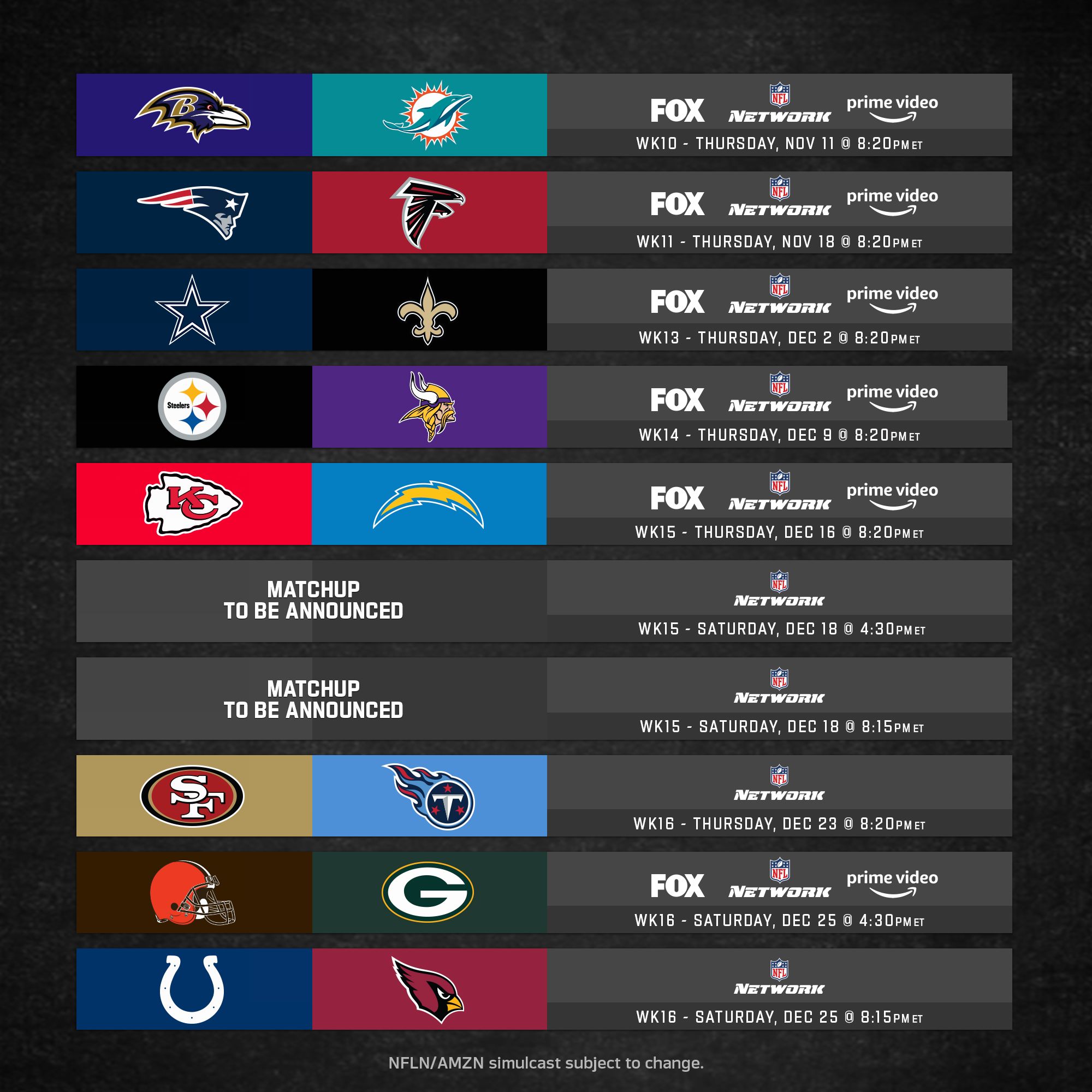 games for tomorrow nfl