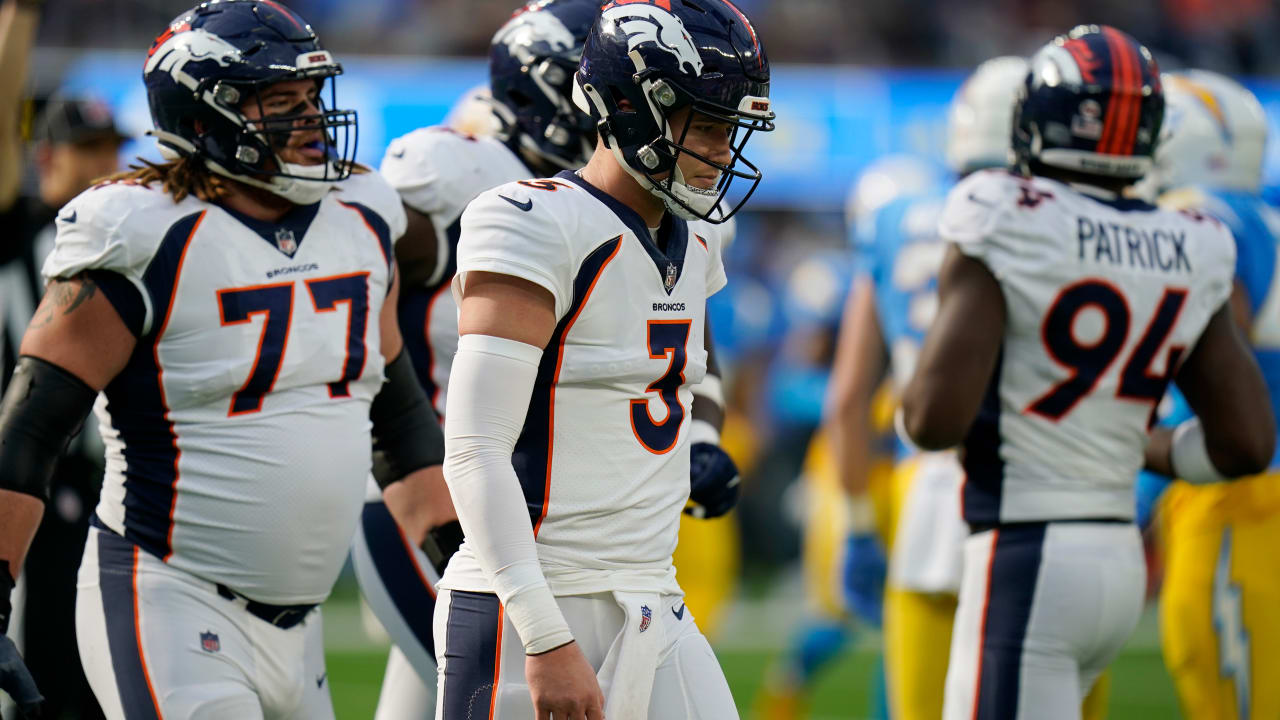 Denver Broncos Quarterback Drew Lock Walks To The Locker Room With An ...