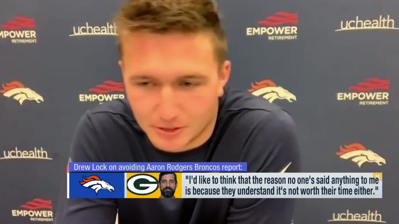 Denver Broncos QB Drew Lock reacts to reports linking Green Bay Packers