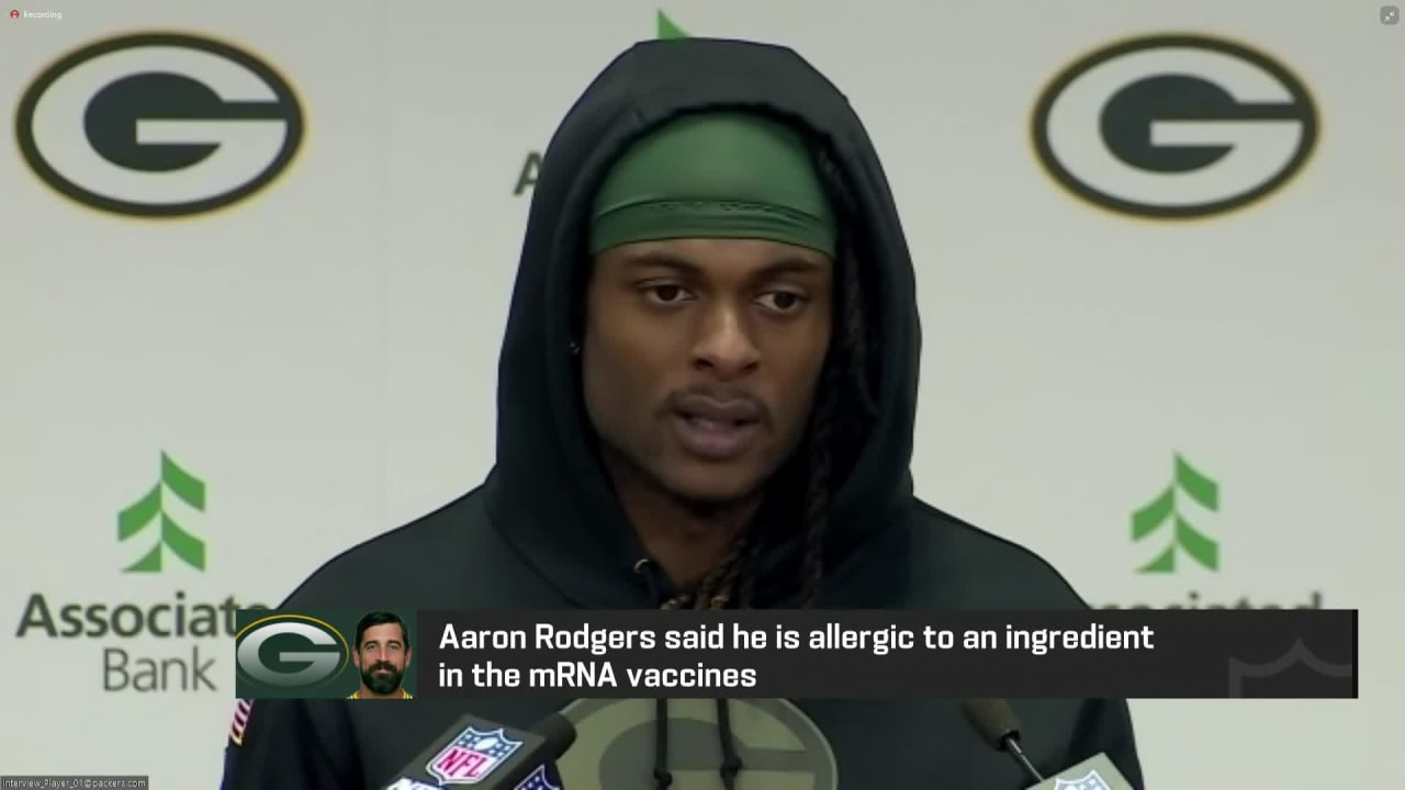 Green Bay Packers wide receiver Davante Adams speaks on quarterback Aaron  Rodgers' COVID-19 vaccine situation