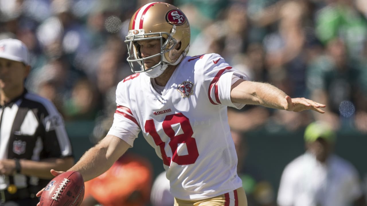 San Francisco 49ers punter Mitch Wishnowsky (18) runs after a