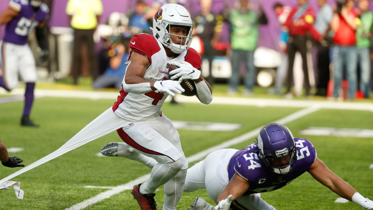 Arizona Cardinals wide receiver Rondale Moore pauses on the