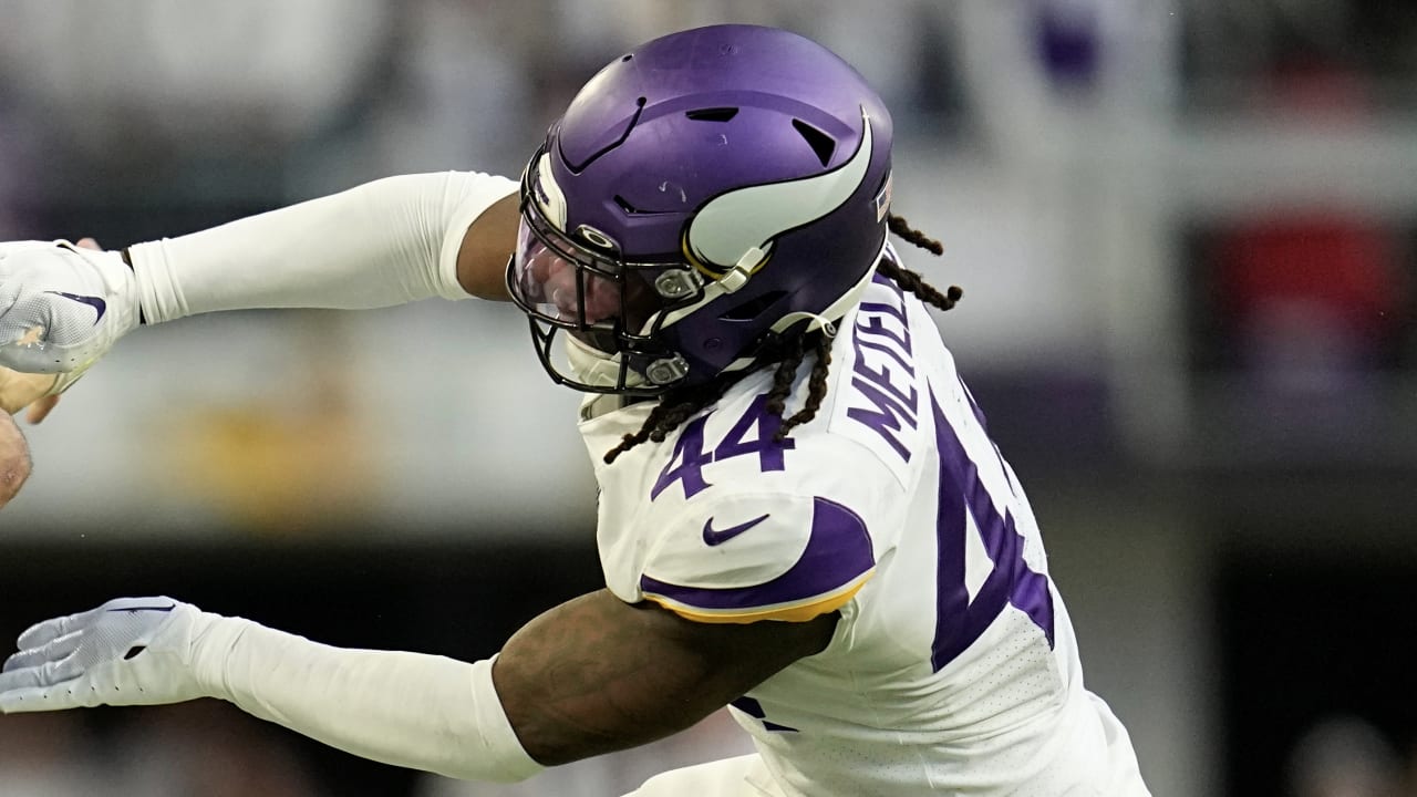 Minnesota Vikings safety Josh Metellus (44) on the field during the second  half of an NFL preseason football game against the Indianapolis Colts,  Saturday, Aug. 21, 2021 in Minneapolis. Indianapolis won 12-10. (