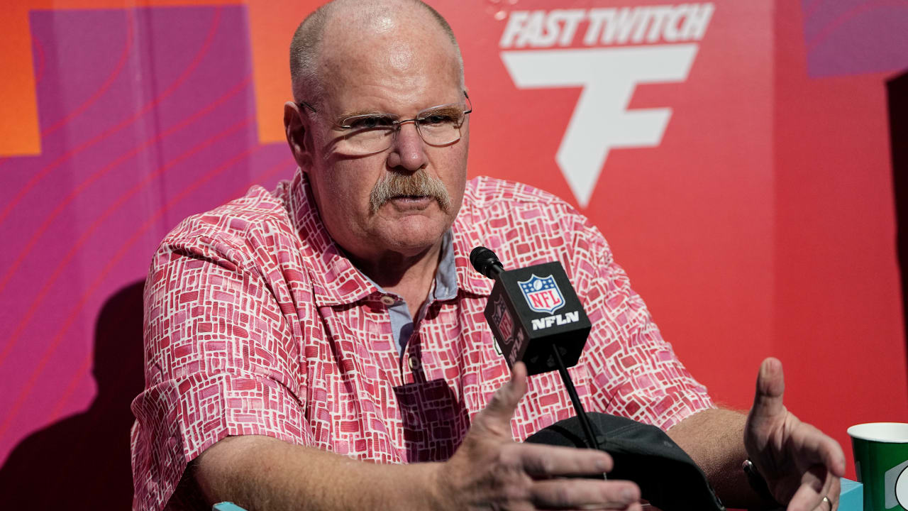 Kansas City Chiefs head coach Andy Reid talks to NFL Media's Michael ...