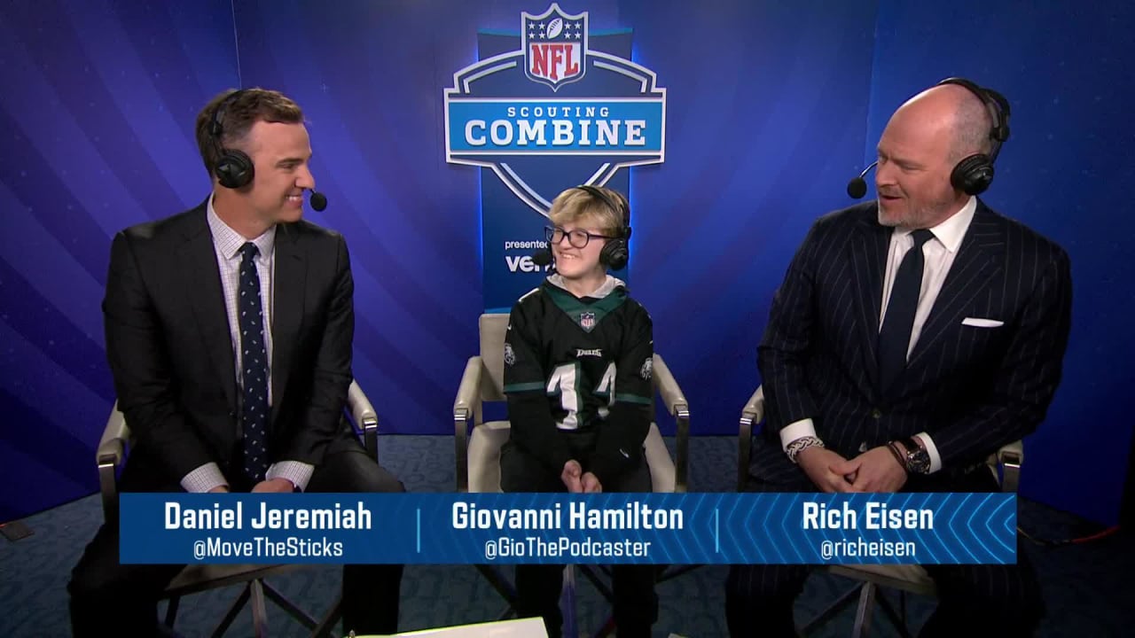 Giovanni Hamilton joins Rich Eisen and Daniel Jeremiah in the booth during the 2022 NFL combine