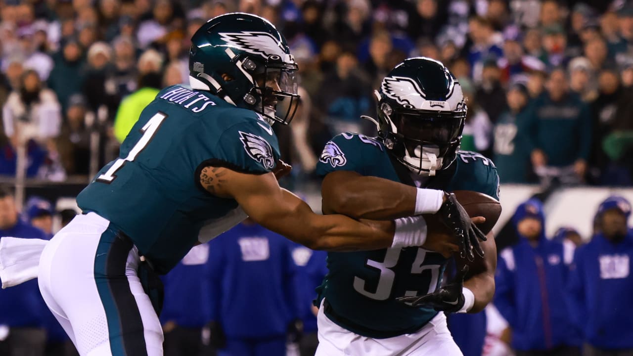 Philadelphia Eagles running back Boston Scott (35) in action as he