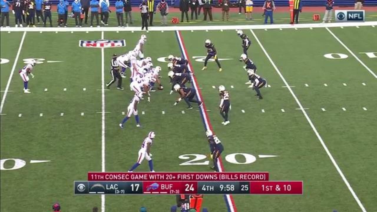 Los Angeles Chargers win scrum for the football after Buffalo Bills