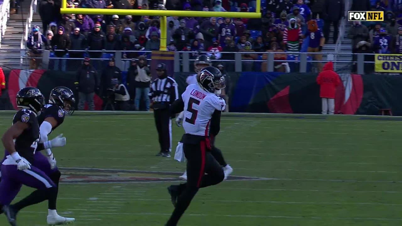 Atlanta Falcons wide receiver Drake London fumbles after 20yard catch
