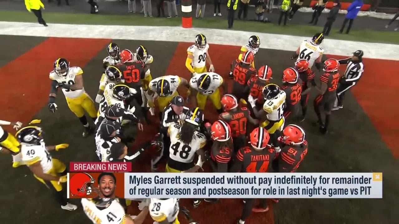 Browns' Myles Garrett suspended for rest of season by NFL