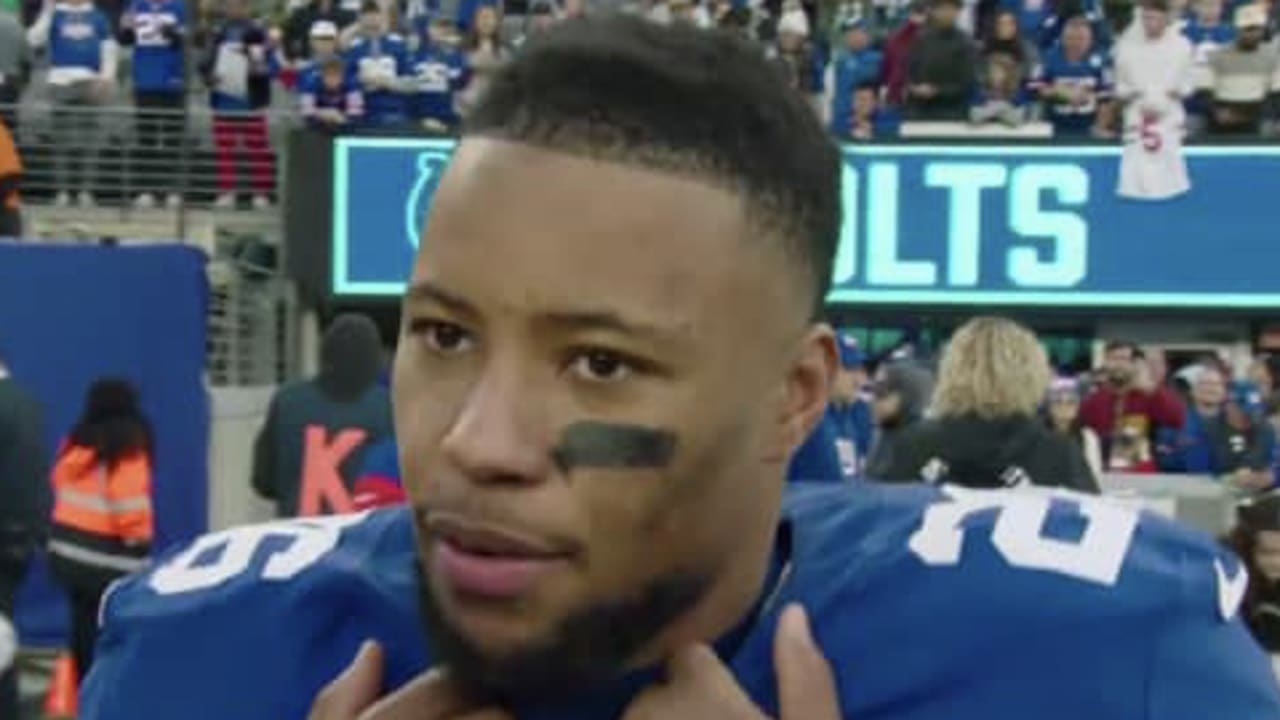 New York Giants Running Back Saquon Barkley Reacts To Giants Clinching ...