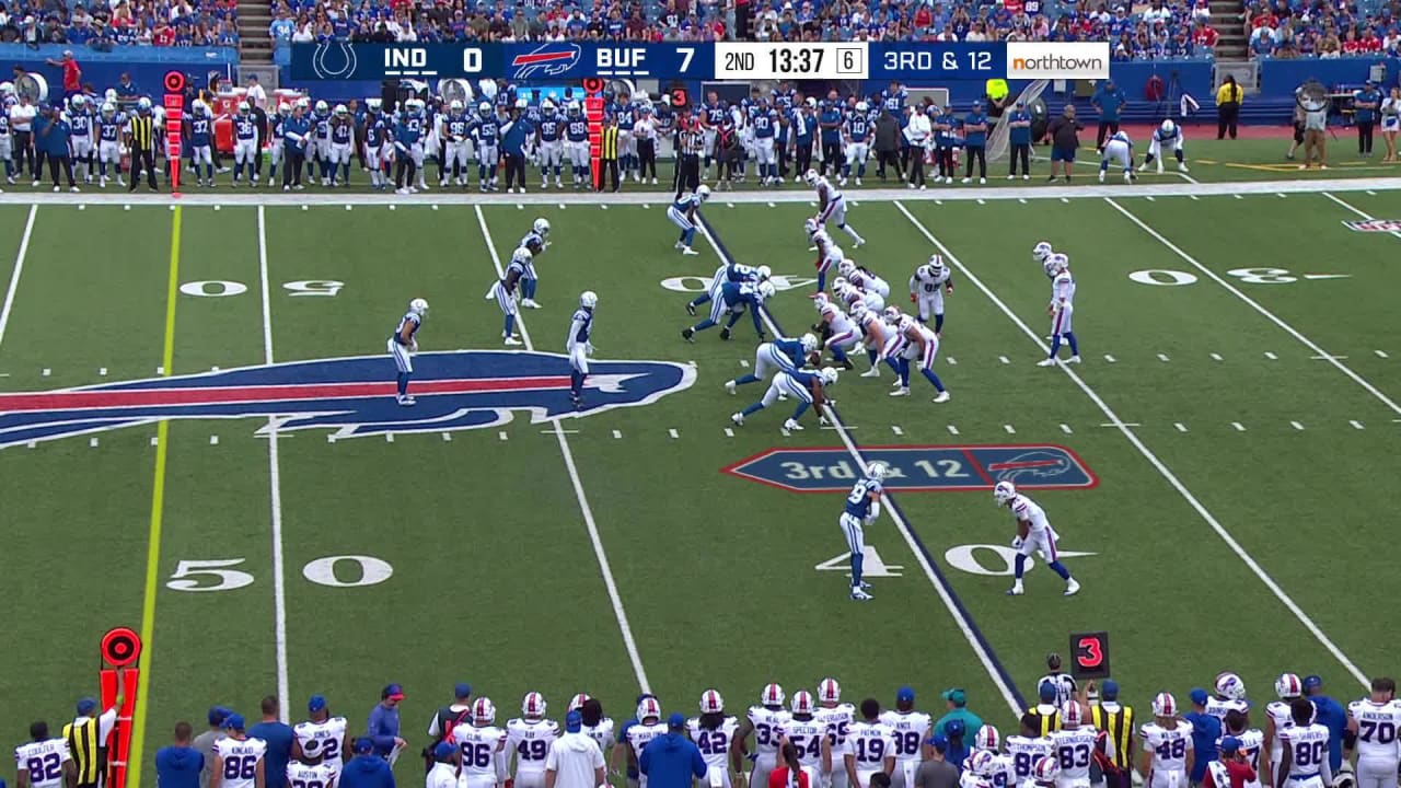 Buffalo Bills wide receiver Khalil Shakir climbs to the top shelf for  20-yard leaping grab