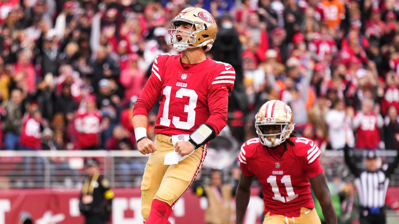 San Francisco 49ers quarterback Brock Purdy navigates through traffic ...