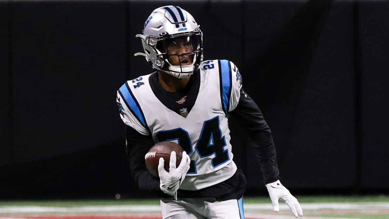 Carolina Panthers cornerback CJ Henderson (24) on defense during an NFL  football game against the New Orleans Saints, Sunday, Sep. 25, 2022, in  Charlotte, N.C. (AP Photo/Brian Westerholt Stock Photo - Alamy