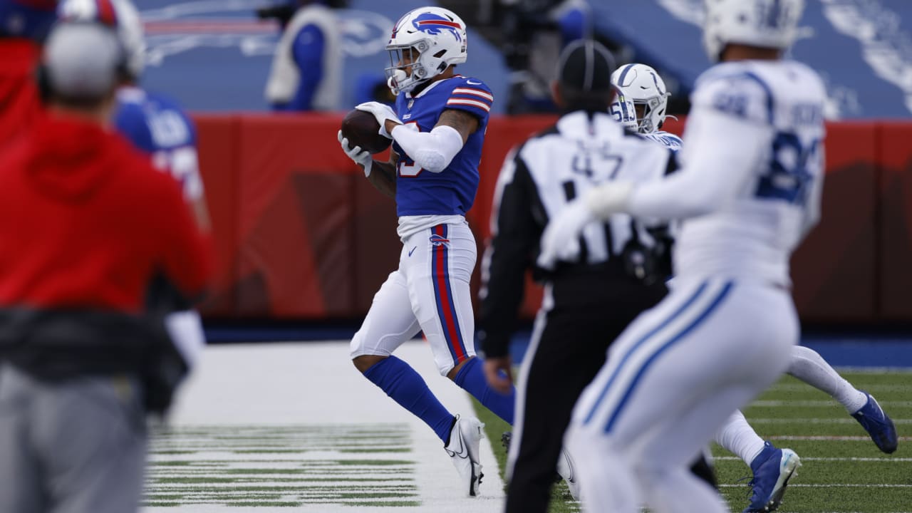 Buffalo Bills wide receiver Gabriel Davis toe taps to give