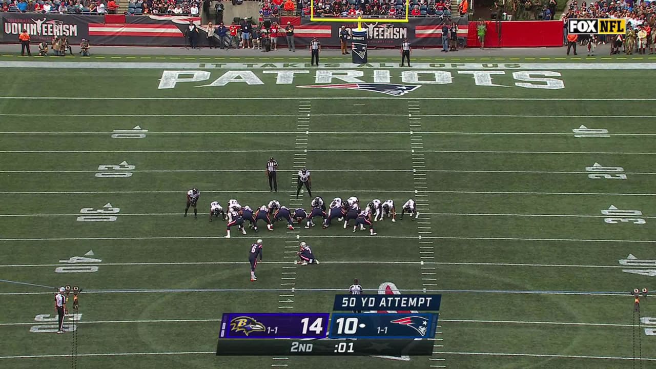 New England Patriots Kicker Nick Folks' 50-yard FG Before Halftime ...