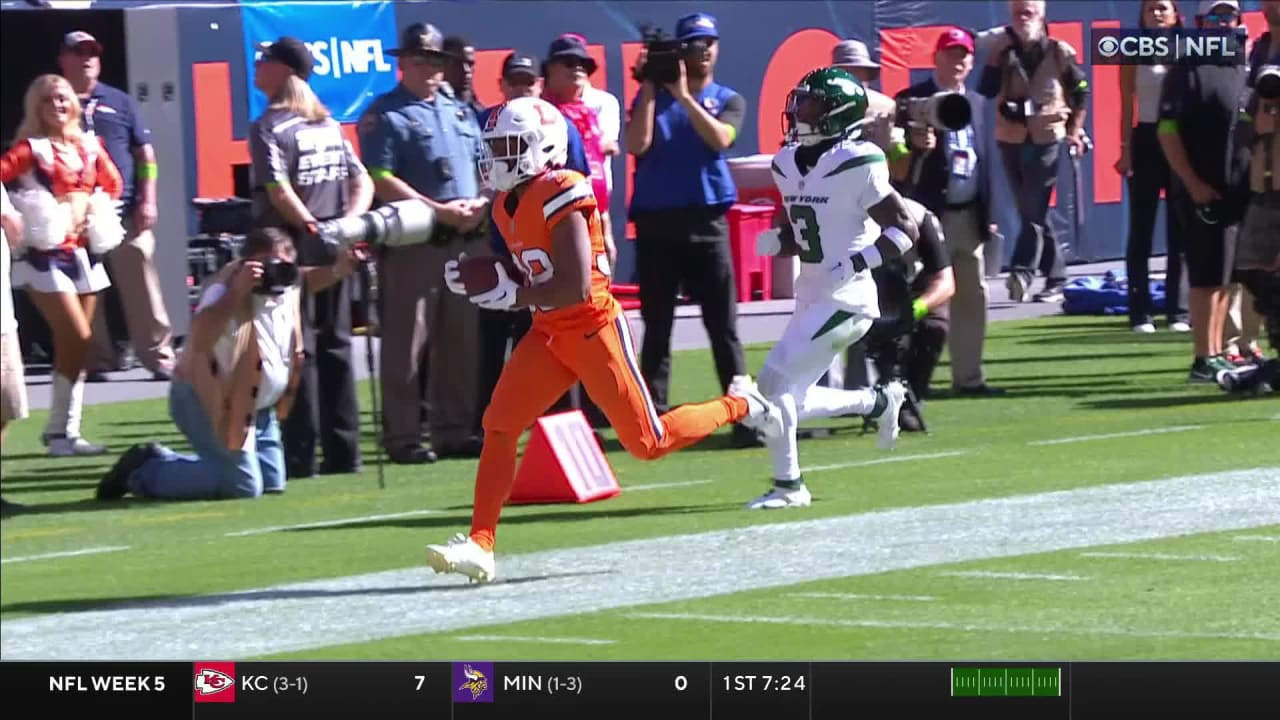 Denver Broncos running back Jaleel McLaughlin (38) runs against