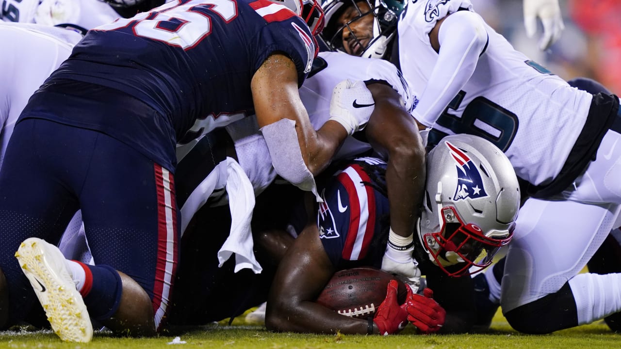 Thursday, August 12, 2021: New England Patriots running back Rhamondre  Stevenson (38) warms up before the NFL preseason game between the  Washington Football Team and the New England Patriots held at Gillette