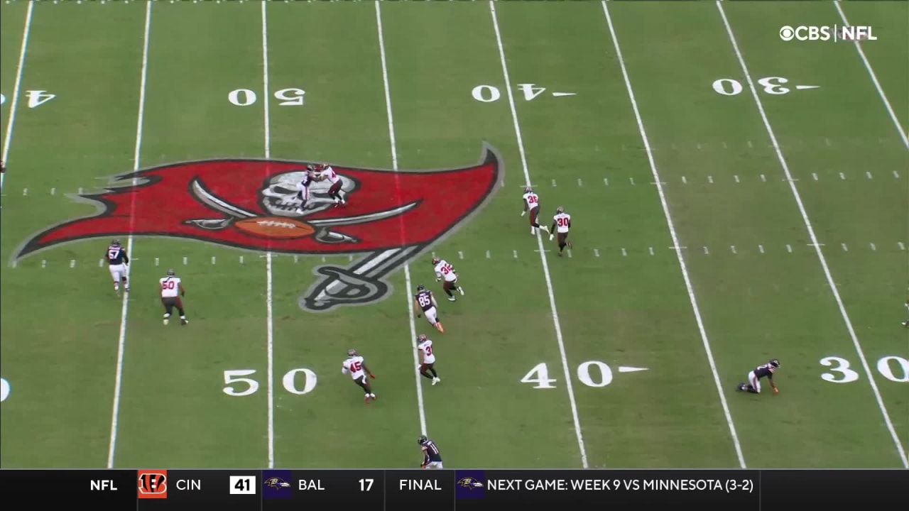 Tampa Bay Buccaneers cornerback Dee Delaney picks off Justin Fields