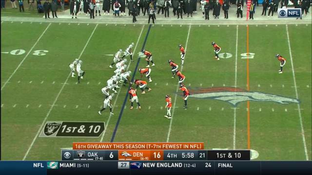 Von Miller ducks under Donald Penn to sack Carr