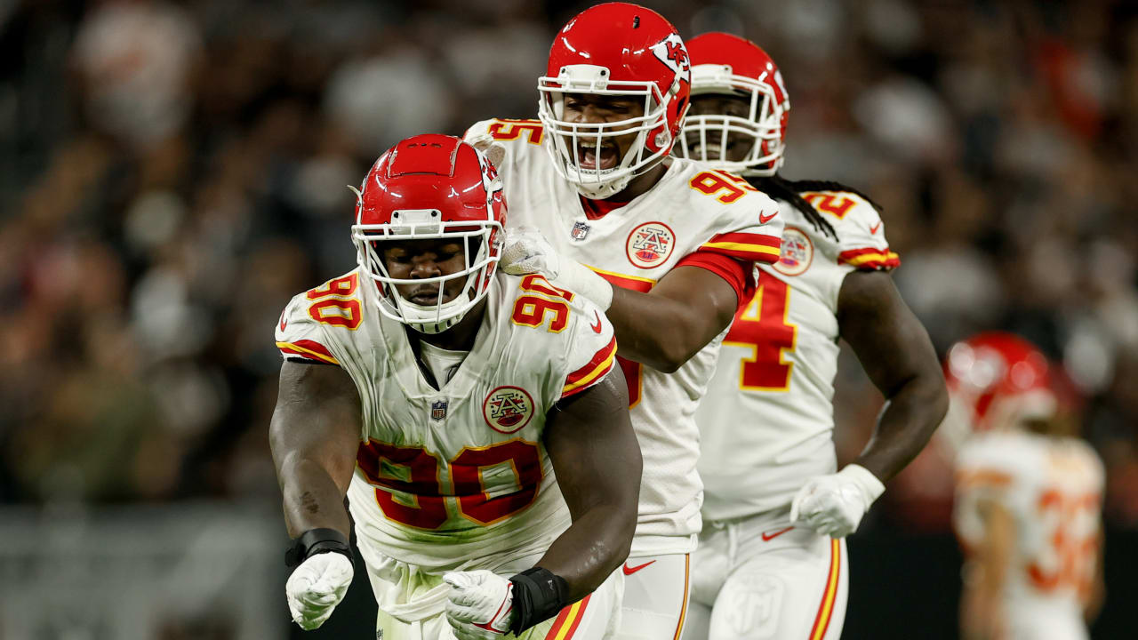 Kansas City Chiefs defensive tackle Jarran Reed powers through the A ...