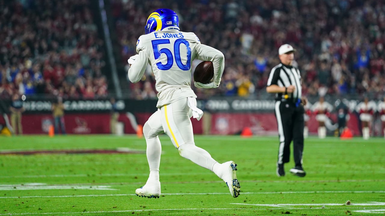 Watch: Rams rookie Ernest Jones pulls down interception in first career  start