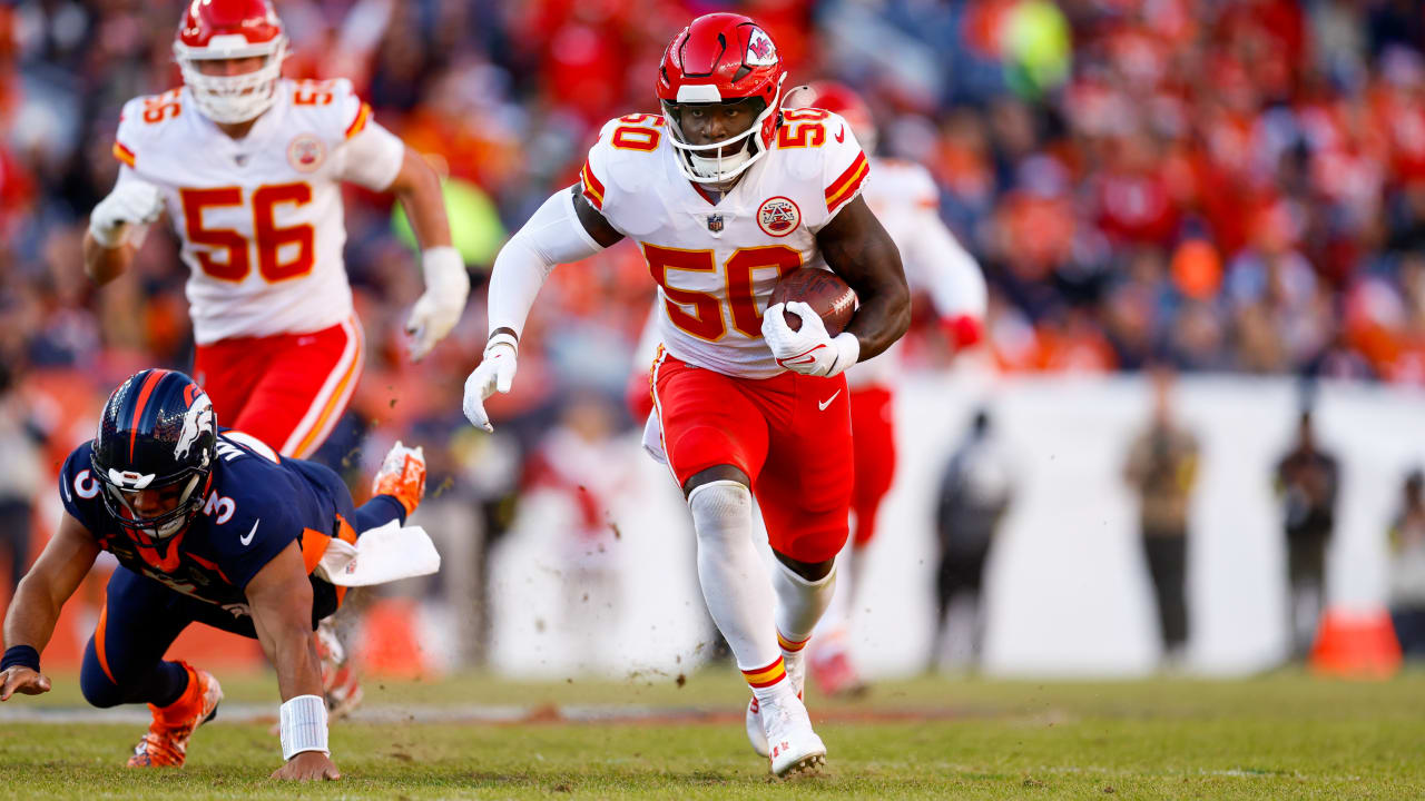 Can't-Miss Play: Kansas City Chiefs linebacker Willie Gay tips Denver Broncos quarterback Russell Wilson's pass to himself for a 47-yard pick-six touchdown