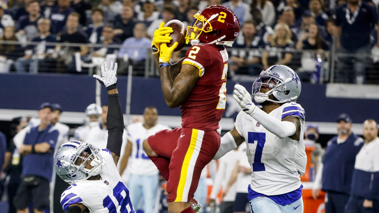 Washington Football Team rookie wide receiver Dyami Brown defeats double  coverage with a 48-yard snag on Washington quarterback Taylor Heinicke's  deep shot