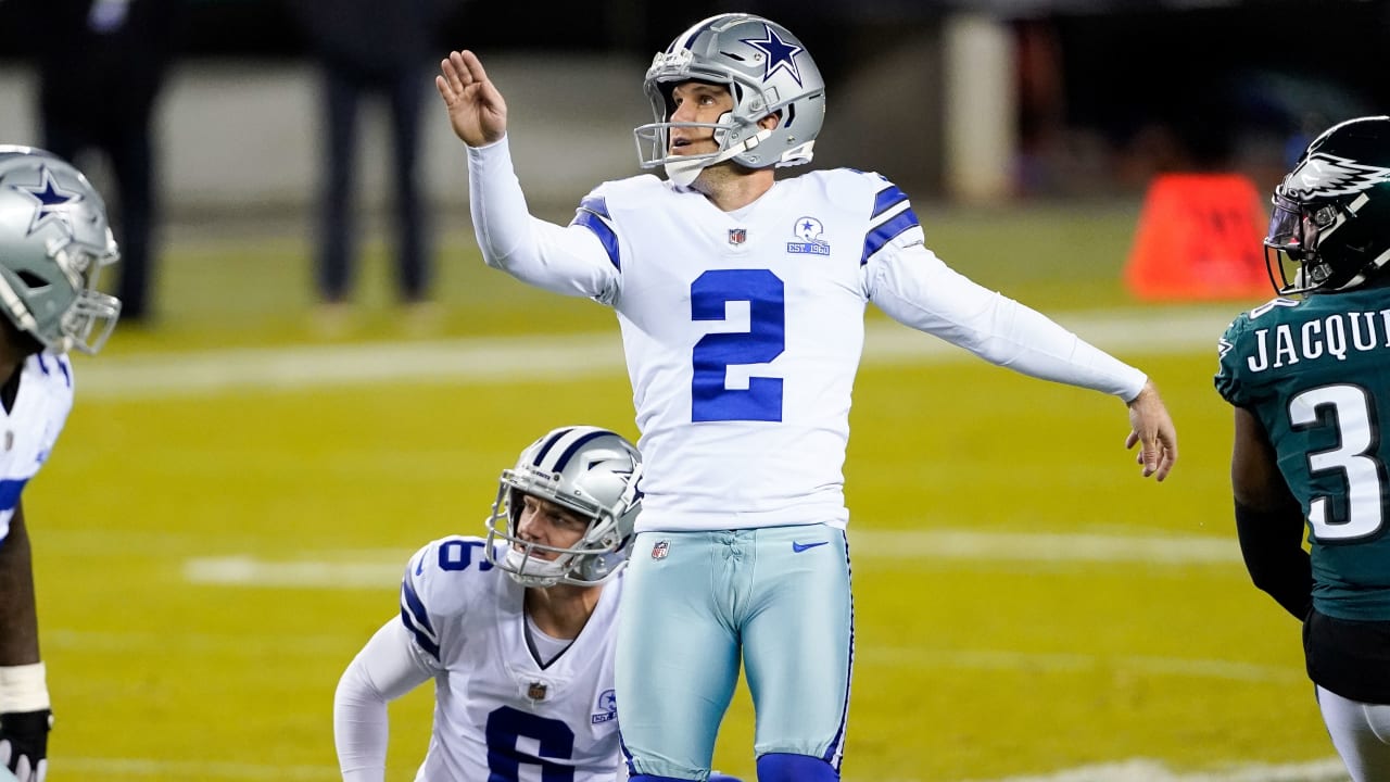 Dallas Cowboys kicker Greg Zuerlein (2) walks off the field after an NFL  football game against the New York Giants, Sunday, Dec. 19, 2021, in East  Rutherford, N.J. (AP Photo/Adam Hunger Stock