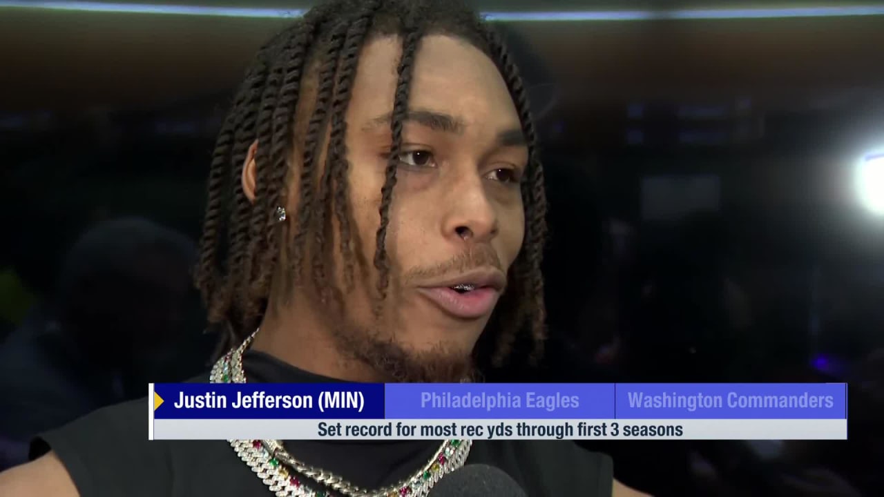 Minnesota Vikings wide receiver Justin Jefferson after setting record