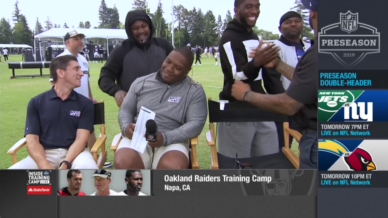 Marshawn Lynch crashes 'Inside Training Camp Live' set at Raiders' camp