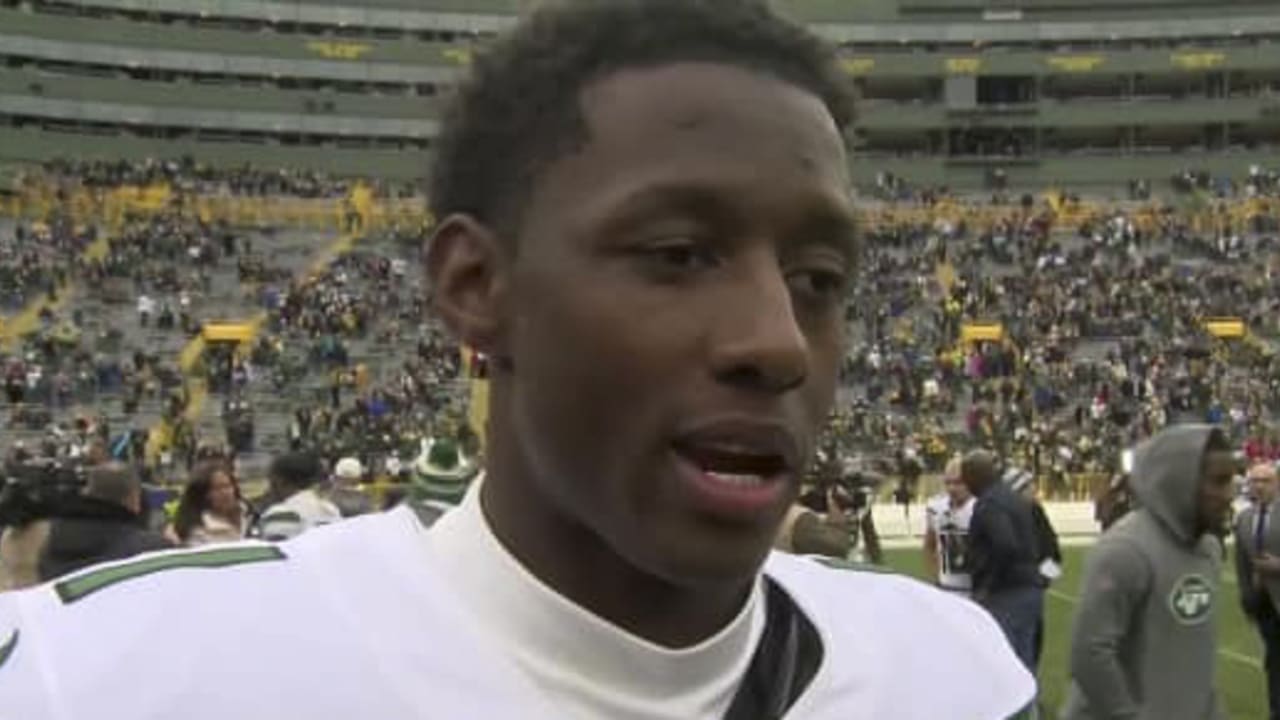 New York Jets cornerback Sauce Gardner reacts to Jets Week 6 win vs