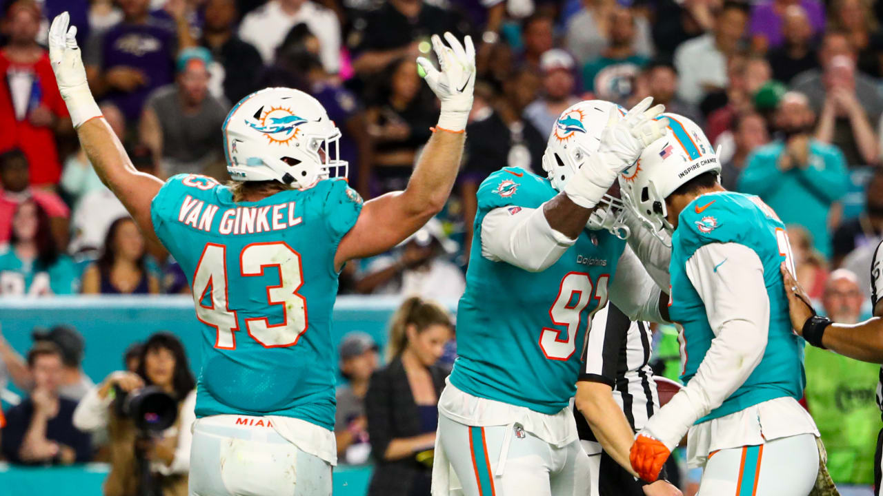 Miami Dolphins linebacker Andrew Van Ginkel (43) is seen after a