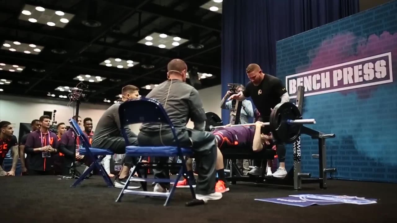 Clemson wide receiver Hunter Renfrow puts up seven reps on bench press