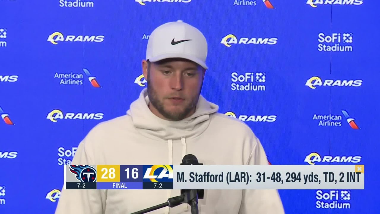 Los Angeles Rams Quarterback Matthew Stafford Reacts Week 9 Loss Vs. Titans