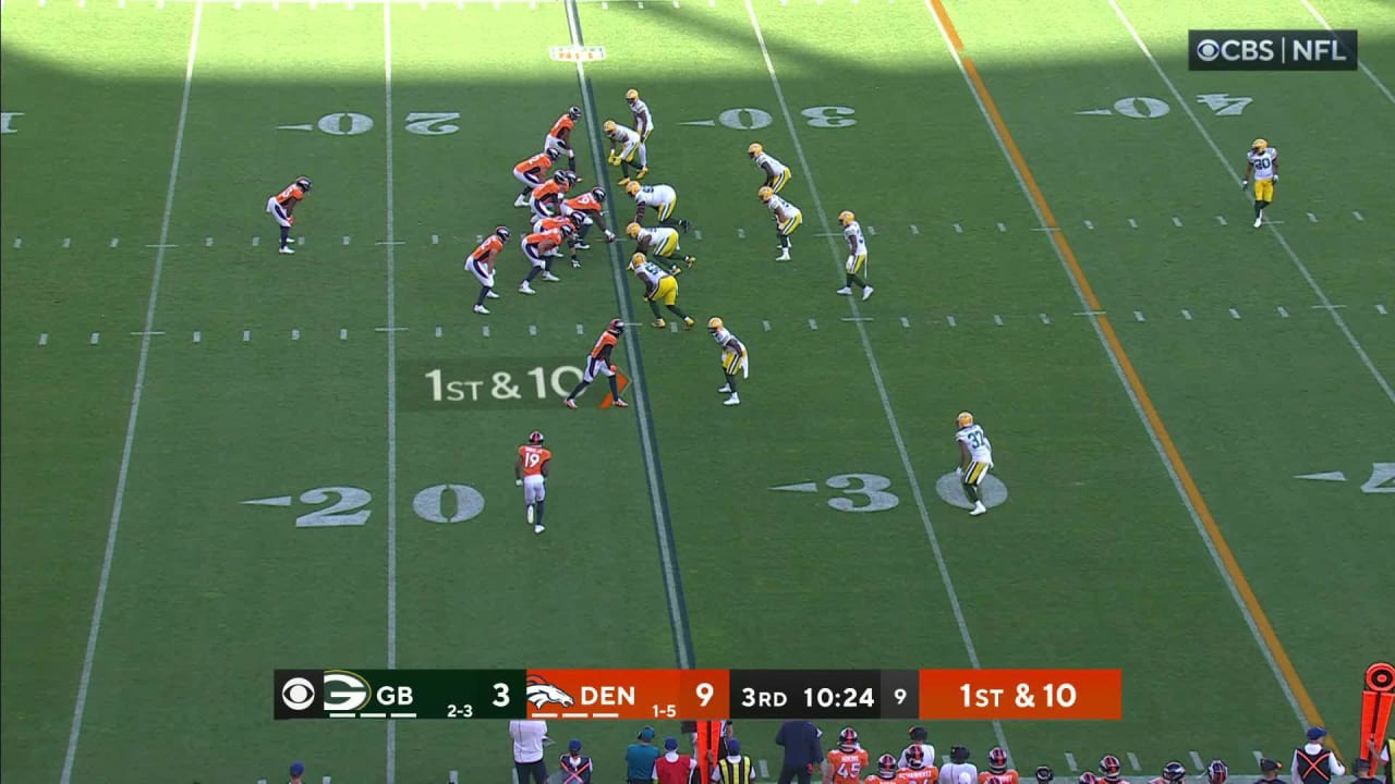 Denver Broncos quarterback Russell Wilson's sideline fastball dots wide