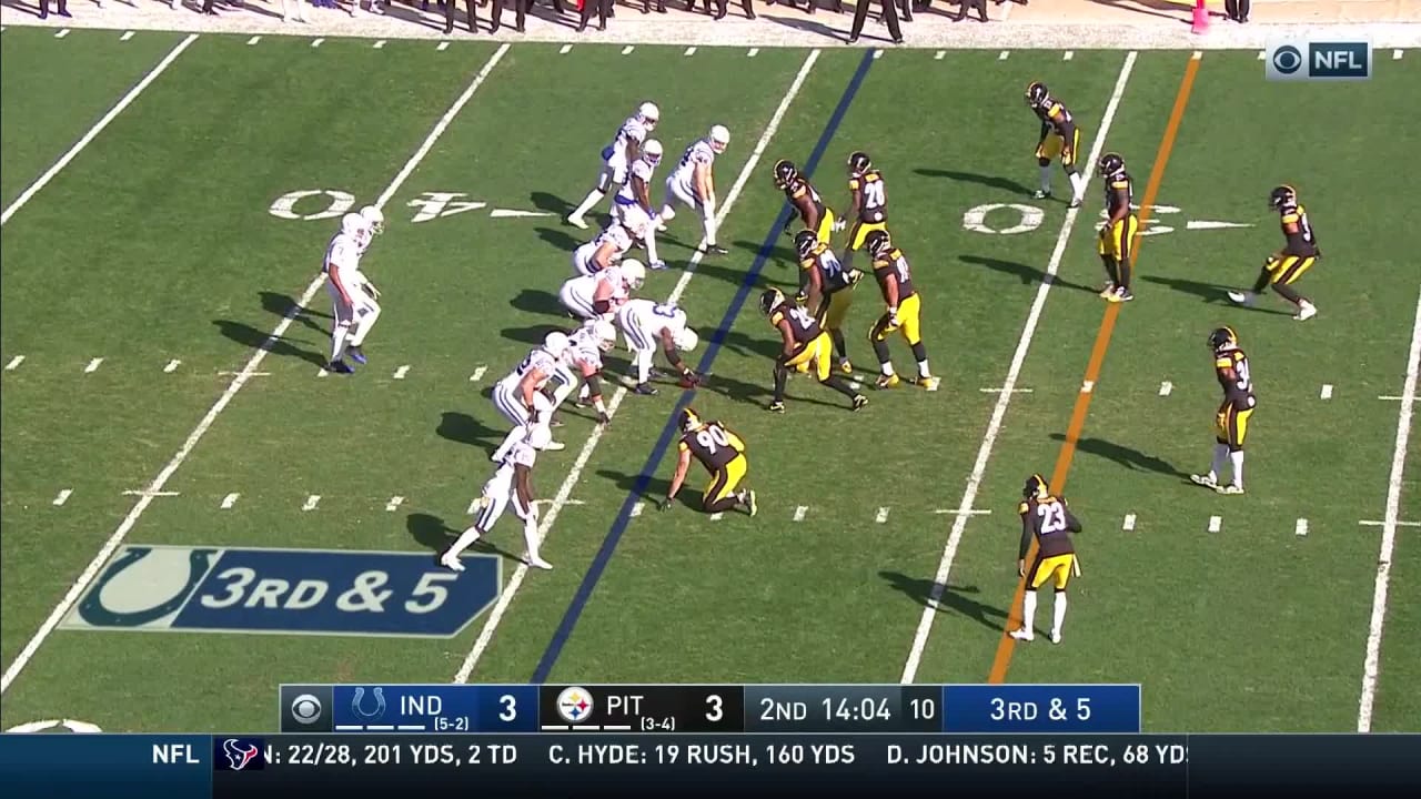 Parris Campbell fumbles out of bounds after 27yard catchandrun