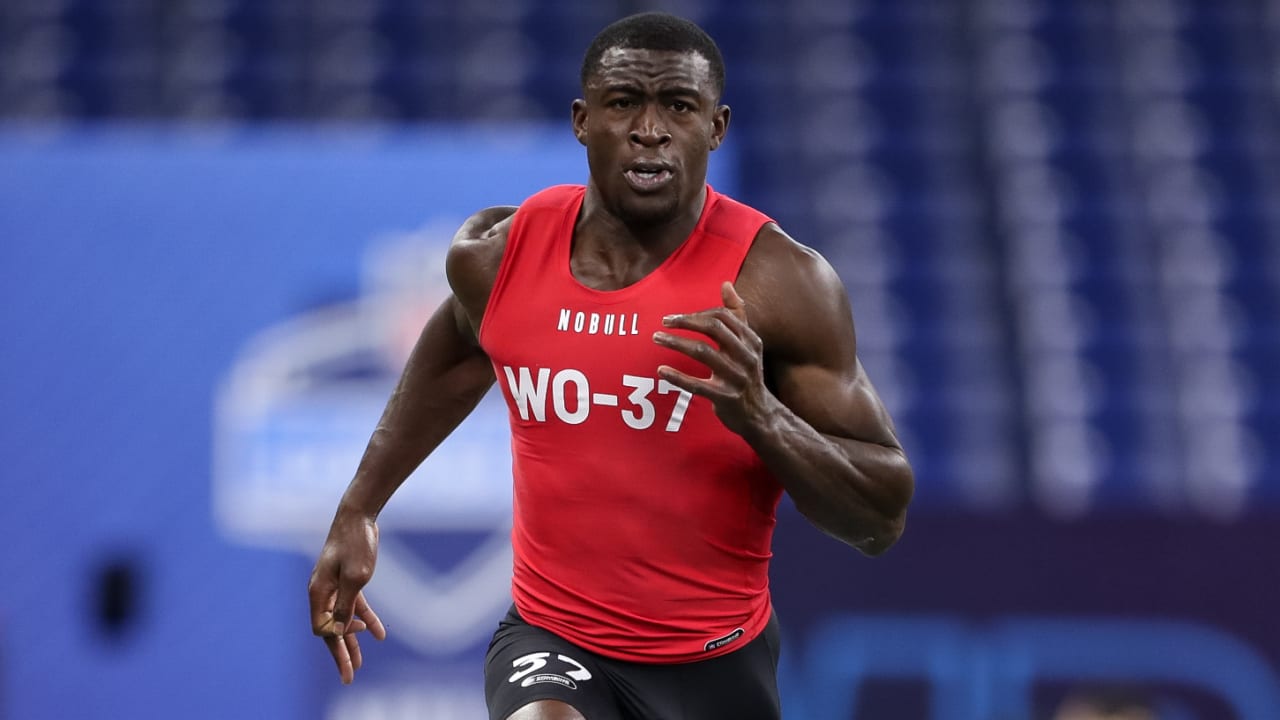 Wide receiver Joseph Ngata runs official 4.54-second 40-yard dash at the  2023 NFL Scouting Combine