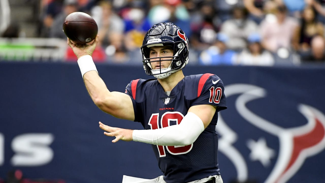 Houston Texans quarterback Davis Mills runs for a touchdown during