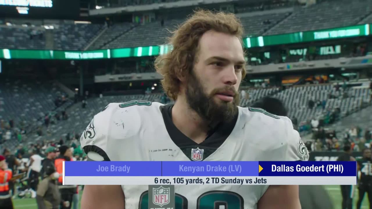 Philadelphia Eagles tight end Dallas Goedert reacts to win, quarterback  Gardner Minshew's performance
