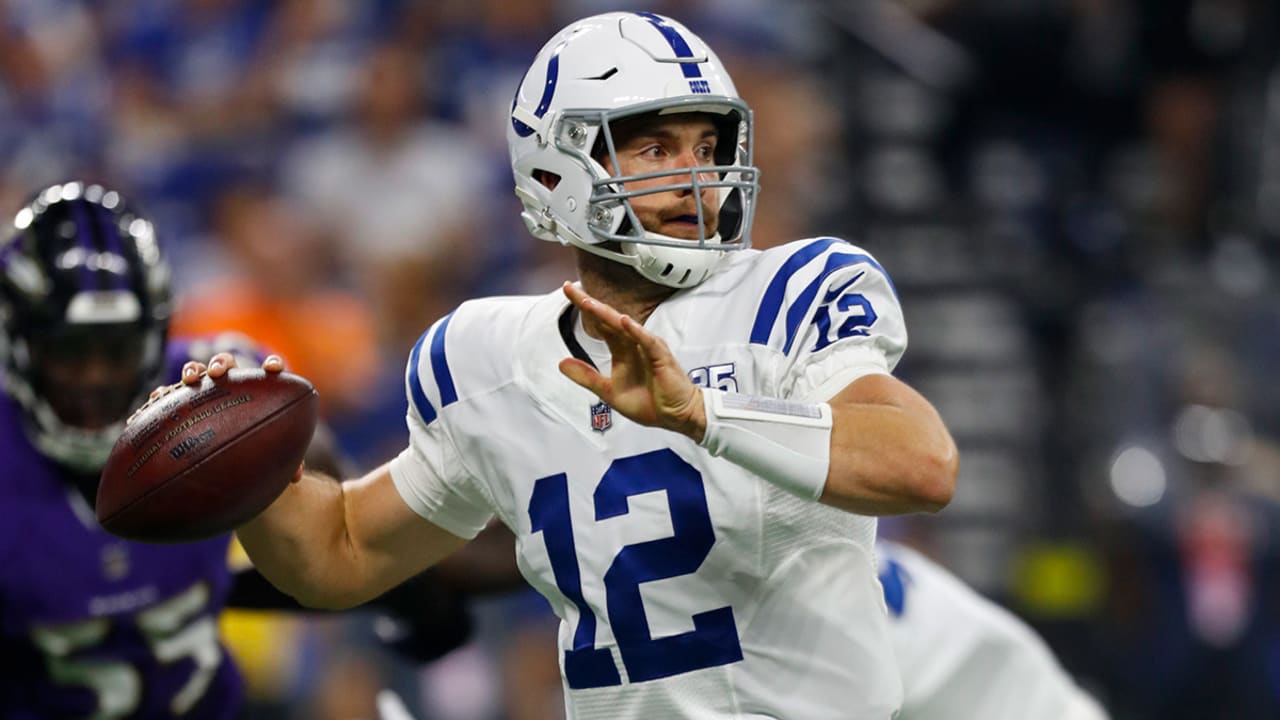 August 20, 2018: Baltimore Ravens quarterback Lamar Jackson (8) runs with  the ball during NFL football preseason game action between the Baltimore  Ravens and the Indianapolis Colts at Lucas Oil Stadium in