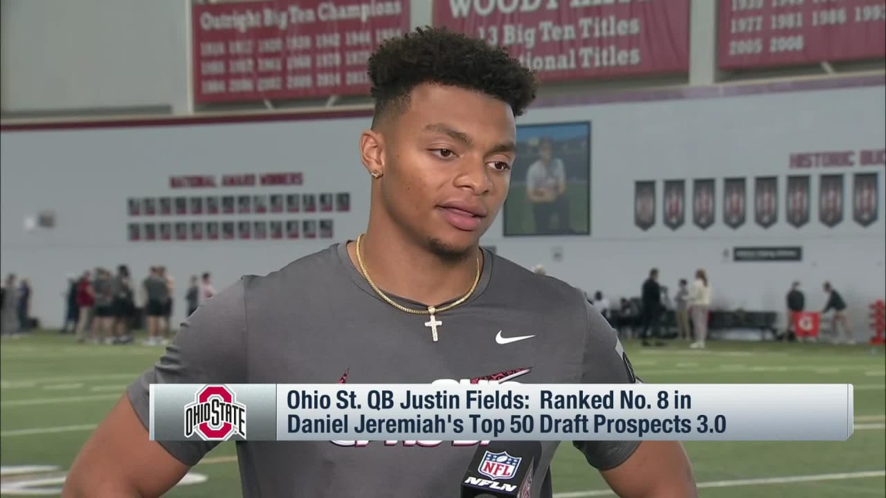 Ohio State QB Justin Fields evaluates his pro day workout