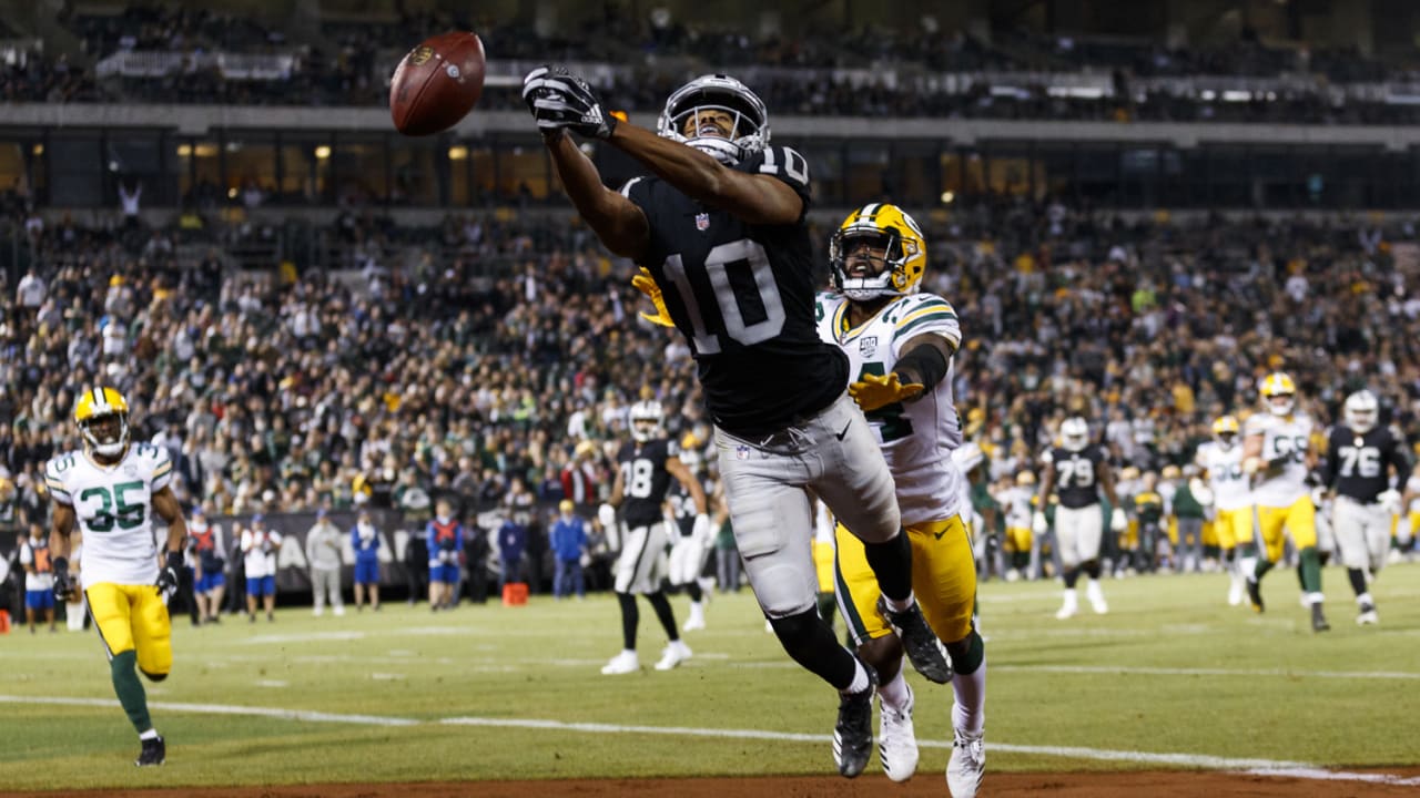 Oakland Raiders wide receiver James Jones (89) gets up after catching a  pass for a touchdown during the second half of an NFL football game against  the New York Jets Sunday, Sept.