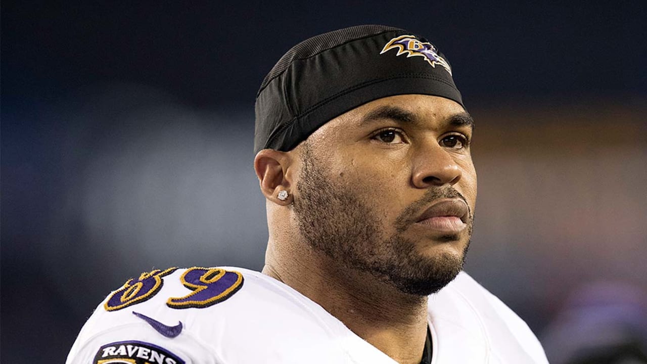 NFL Network analyst Steve Smith Sr. speaks on air during the NFL Network's  NFL GameDay Kickoff broadcast before the start of an NFL football game  between the Baltimore Ravens and the Miami