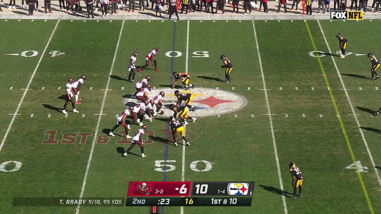 Tampa Bay Buccaneers quarterback Tom Brady's 15yard dart to wide