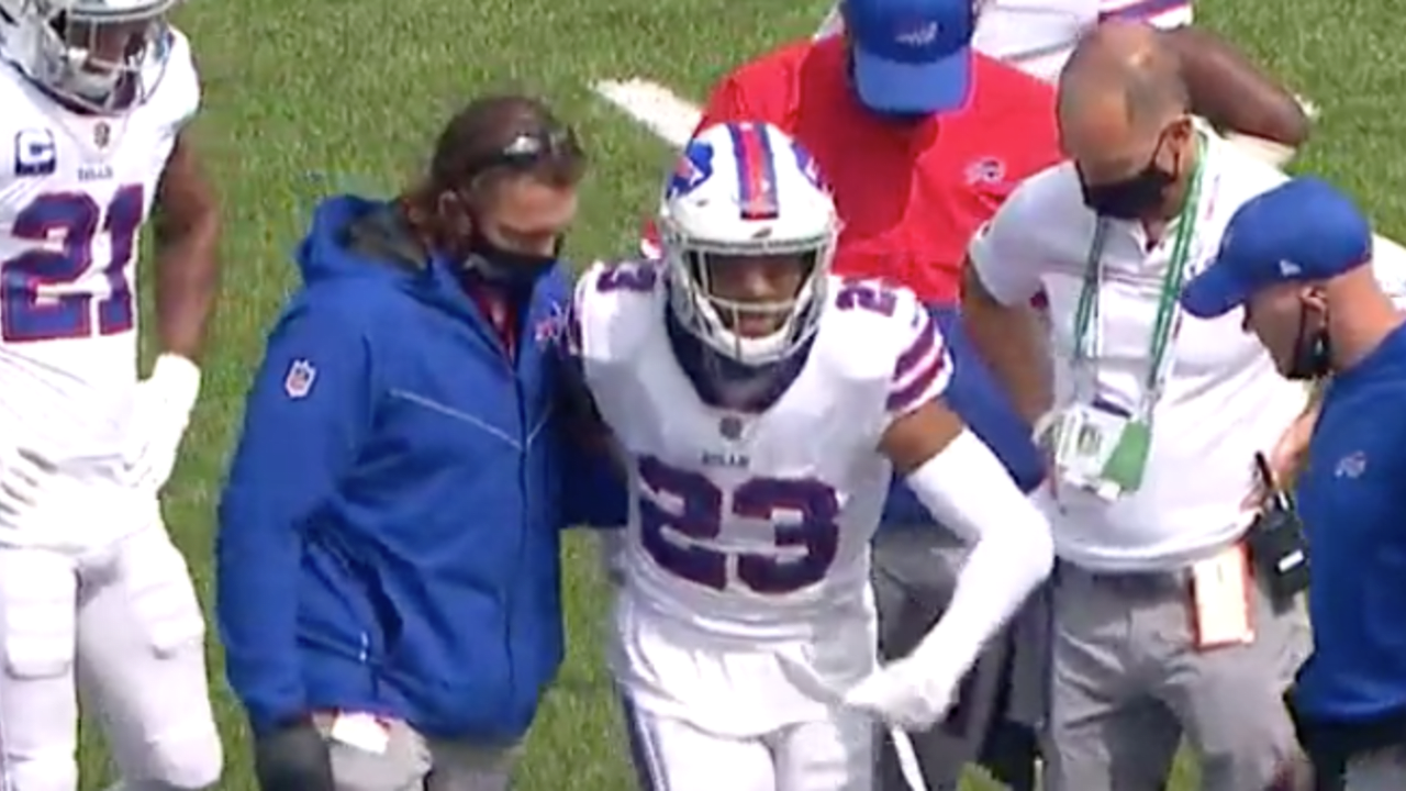 Buffalo Bills defensive back Micah Hyde limps off field with apparent injury