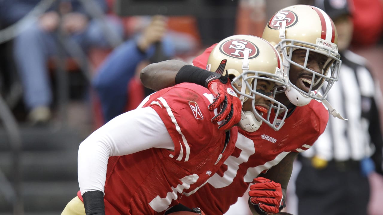 San Francisco 49ers Nate Clements (22) celebrates intercepting a