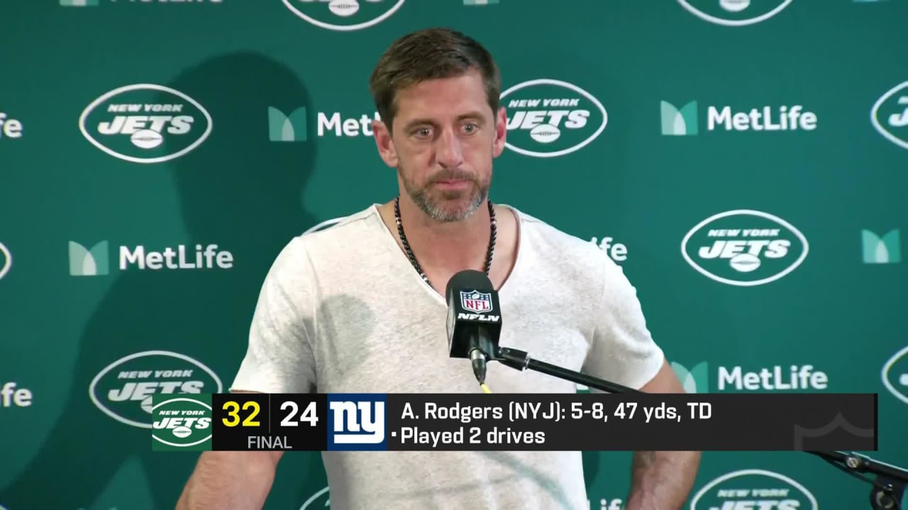 Jets Defeat Giants 32-24 in Aaron Rodgers' Preseason Debut