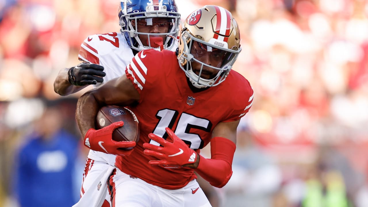 Jauan Jennings of the San Francisco 49ers runs the ball during