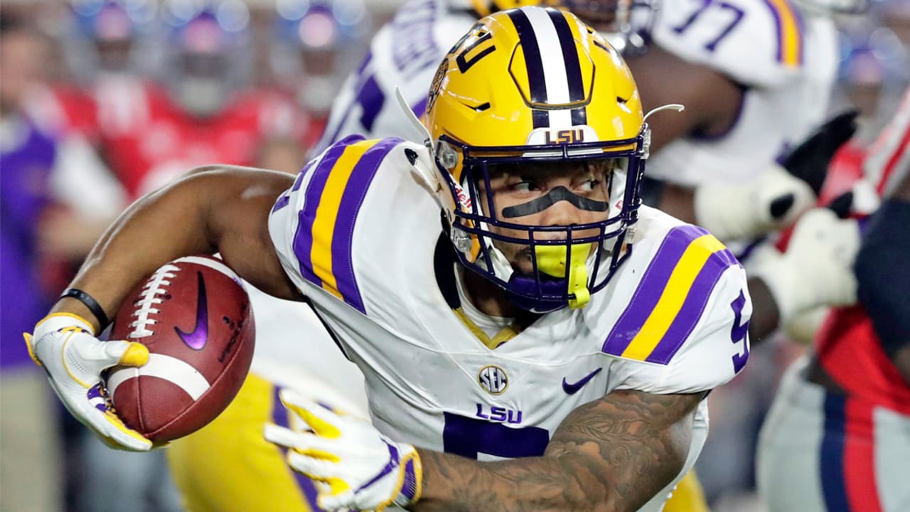 RB Derrius Guice showed off his pass-catching skills at LSU's pro day